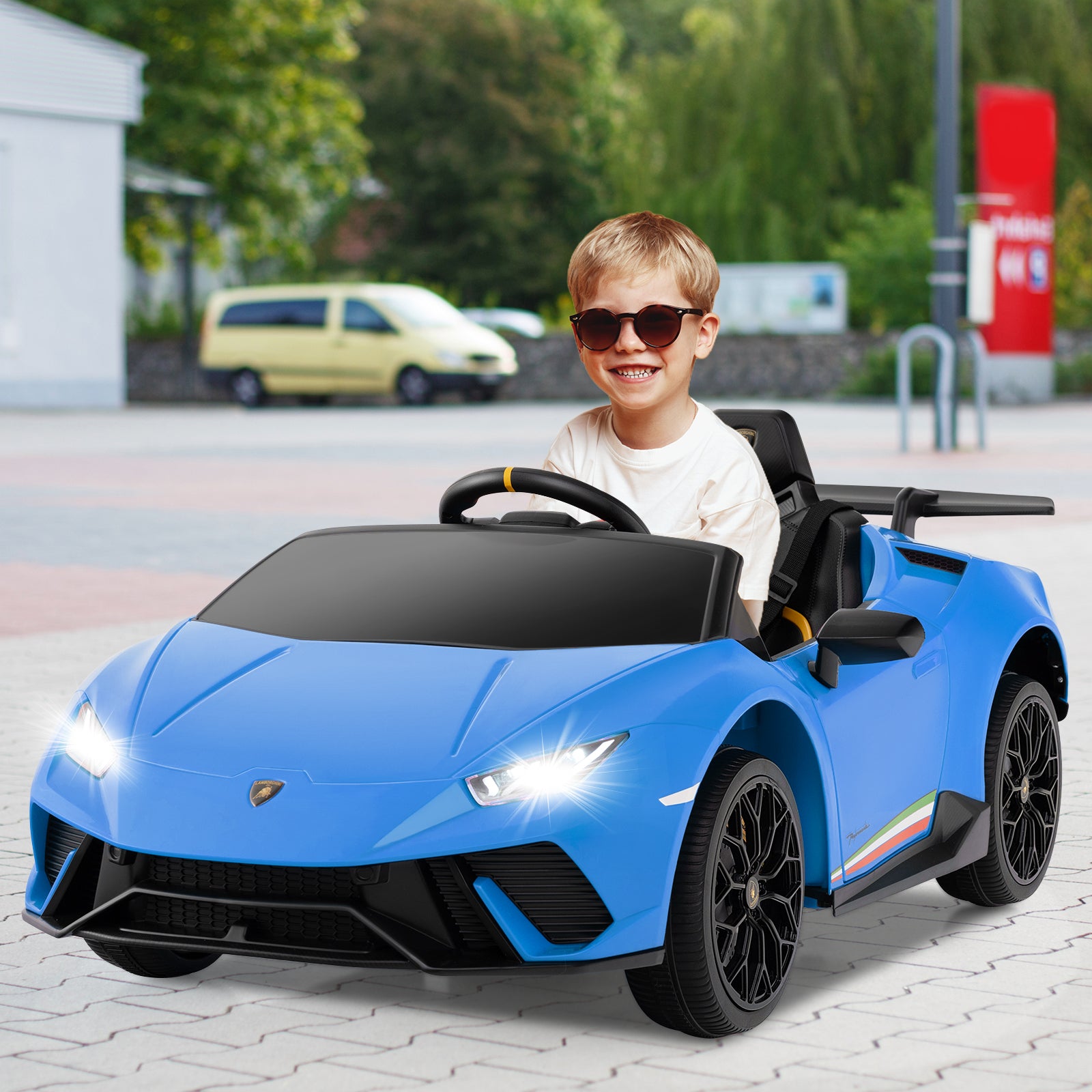 OLAKIDS Licensed Lamborghini Huracan Ride on Car 12V Kids Electric Vehicle for Aged 3-8 Years