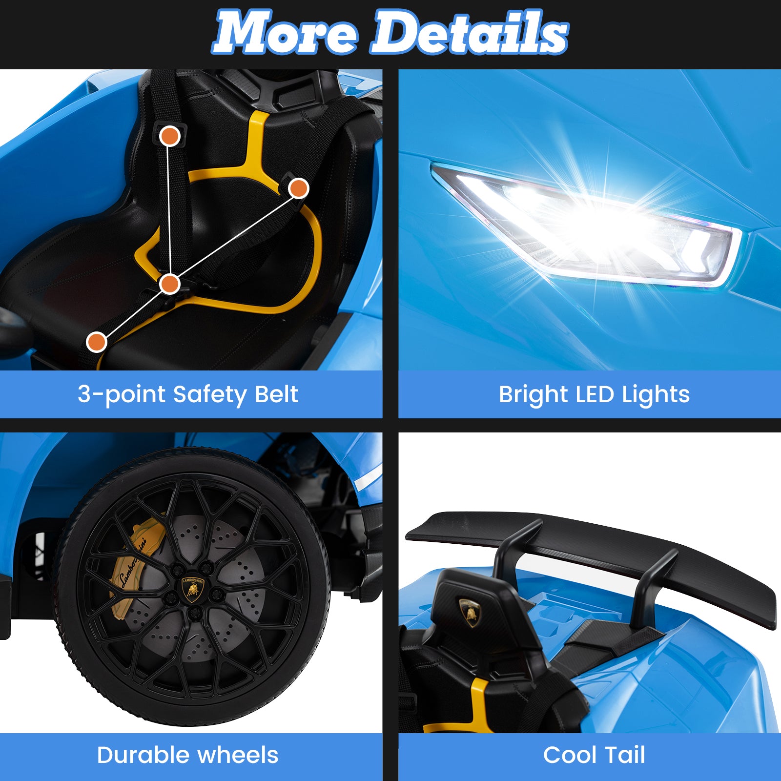 OLAKIDS Licensed Lamborghini Huracan Ride on Car 12V Kids Electric Vehicle for Aged 3-8 Years