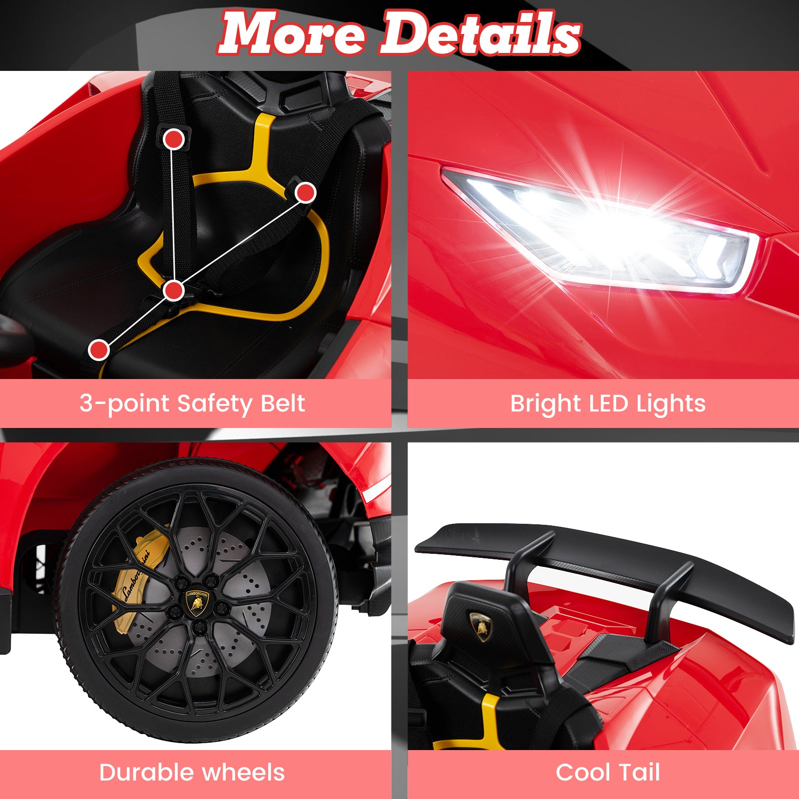 OLAKIDS Licensed Lamborghini Huracan Ride on Car 12V Kids Electric Vehicle for Aged 3-8 Years
