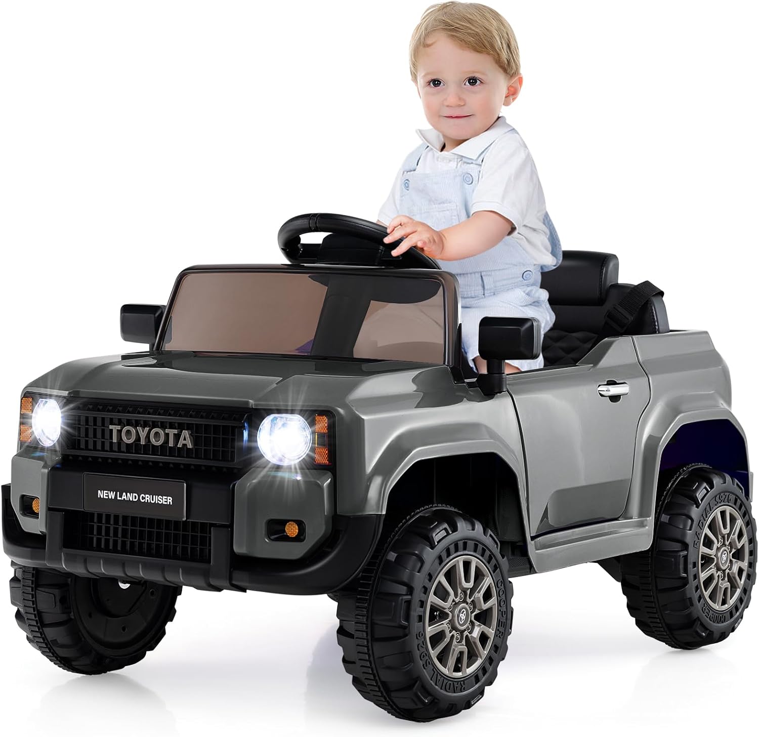 Licensed Toyota LC250 Ride on Car by OLAKIDS, 12V Kids Electric Vehicle with Remote Control, Toddlers Battery Powered Toy Gift with 2 Speeds 4 Wheels Suspension Power Display USB Music Horn