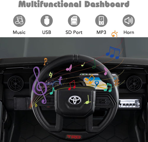 Licensed Toyota LC250 Ride on Car by OLAKIDS, 12V Kids Electric Vehicle with Remote Control, Toddlers Battery Powered Toy Gift with 2 Speeds 4 Wheels Suspension Power Display USB Music Horn