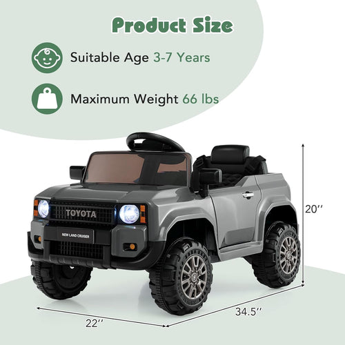 Licensed Toyota LC250 Ride on Car by OLAKIDS, 12V Kids Electric Vehicle with Remote Control, Toddlers Battery Powered Toy Gift with 2 Speeds 4 Wheels Suspension Power Display USB Music Horn