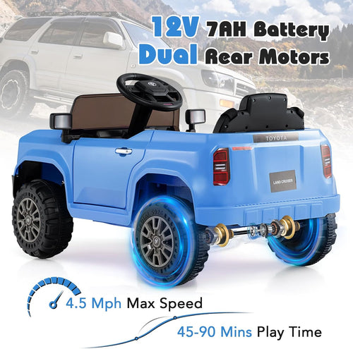 Licensed Toyota LC250 Ride on Car by OLAKIDS, 12V Kids Electric Vehicle with Remote Control, Toddlers Battery Powered Toy Gift with 2 Speeds 4 Wheels Suspension Power Display USB Music Horn