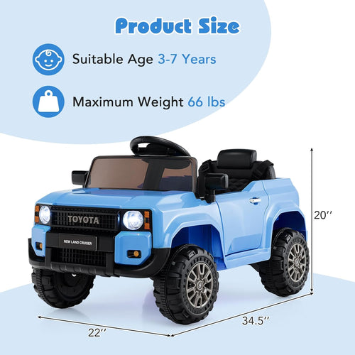 Licensed Toyota LC250 Ride on Car by OLAKIDS, 12V Kids Electric Vehicle with Remote Control, Toddlers Battery Powered Toy Gift with 2 Speeds 4 Wheels Suspension Power Display USB Music Horn
