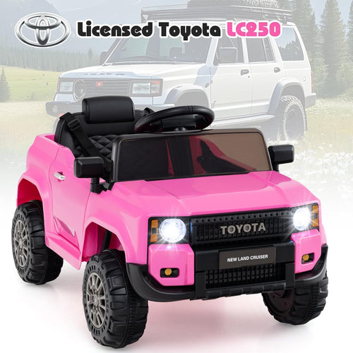 Licensed Toyota LC250 Ride on Car by OLAKIDS, 12V Kids Electric Vehicle with Remote Control, Toddlers Battery Powered Toy Gift with 2 Speeds 4 Wheels Suspension Power Display USB Music Horn