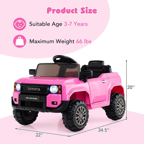Licensed Toyota LC250 Ride on Car by OLAKIDS, 12V Kids Electric Vehicle with Remote Control, Toddlers Battery Powered Toy Gift with 2 Speeds 4 Wheels Suspension Power Display USB Music Horn