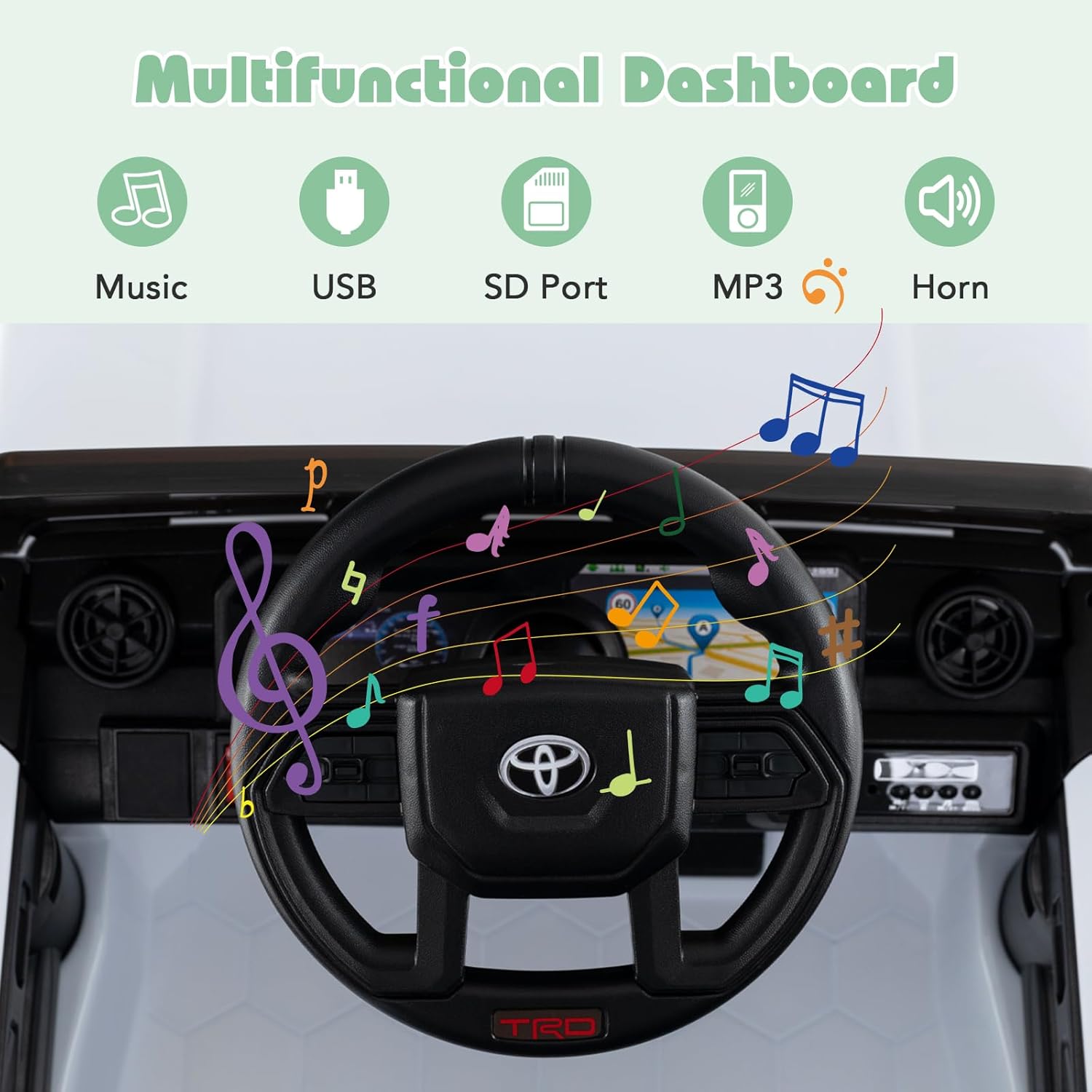 Licensed Toyota LC250 Ride on Car by OLAKIDS, 12V Kids Electric Vehicle with Remote Control, Toddlers Battery Powered Toy Gift with 2 Speeds 4 Wheels Suspension Power Display USB Music Horn