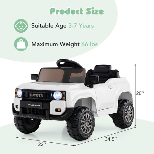 Licensed Toyota LC250 Ride on Car by OLAKIDS, 12V Kids Electric Vehicle with Remote Control, Toddlers Battery Powered Toy Gift with 2 Speeds 4 Wheels Suspension Power Display USB Music Horn