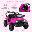 OLAKIDS 12V Ride On Truck, Battery Powered Electric Vehicle for Kids with Remote Control, Foldable Reflective Mirror, Spring Suspension, Music, LED Lights, Ride on Toy for 3+ Boys Girls