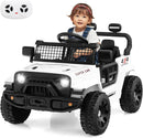 OLAKIDS 12V Ride On Truck, Battery Powered Electric Vehicle for Kids with Remote Control, Foldable Reflective Mirror, Spring Suspension, Music, LED Lights, Ride on Toy for 3+ Boys Girls