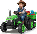OLAKIDS 24V 9AH Ride on Tractor with Detachable Trailer, 2 x 550W Motors, Remote Control for Toddler