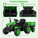 OLAKIDS 24V 9AH Ride on Tractor with Detachable Trailer, 2 x 550W Motors, Remote Control for Toddler