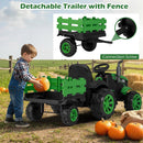 OLAKIDS 24V 9AH Ride on Tractor with Detachable Trailer, 2 x 550W Motors, Remote Control for Toddler