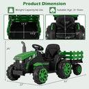 OLAKIDS 24V 9AH Ride on Tractor with Detachable Trailer, 2 x 550W Motors, Remote Control for Toddler