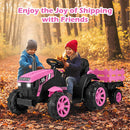 OLAKIDS 24V 9AH Ride on Tractor with Detachable Trailer, 2 x 550W Motors, Remote Control for Toddler