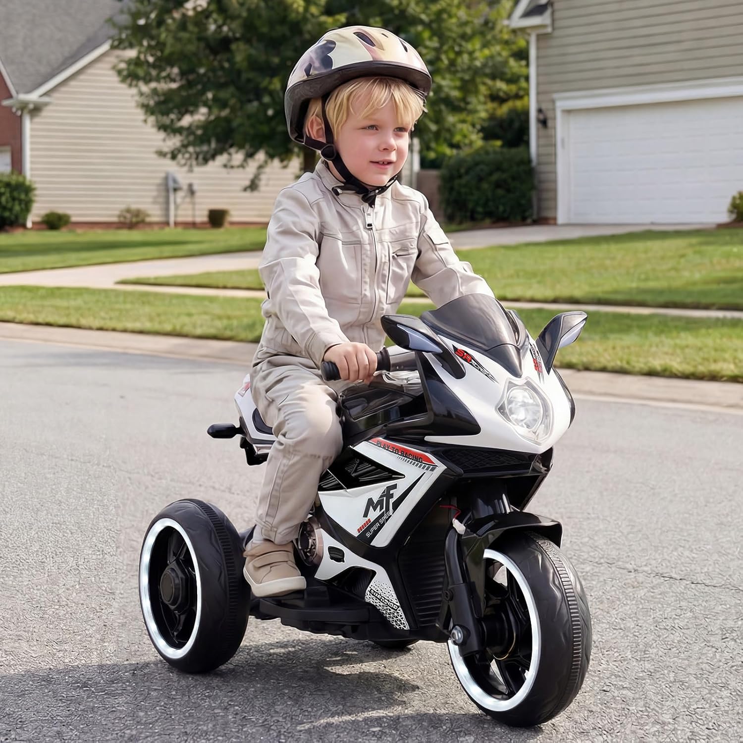OLAKIDS 6V 3-Wheel Kids Motorcycle with Lights & Music for Toddlers 3+