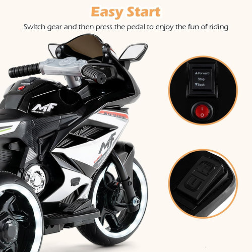 OLAKIDS 6V 3-Wheel Kids Motorcycle with Lights & Music for Toddlers 3+