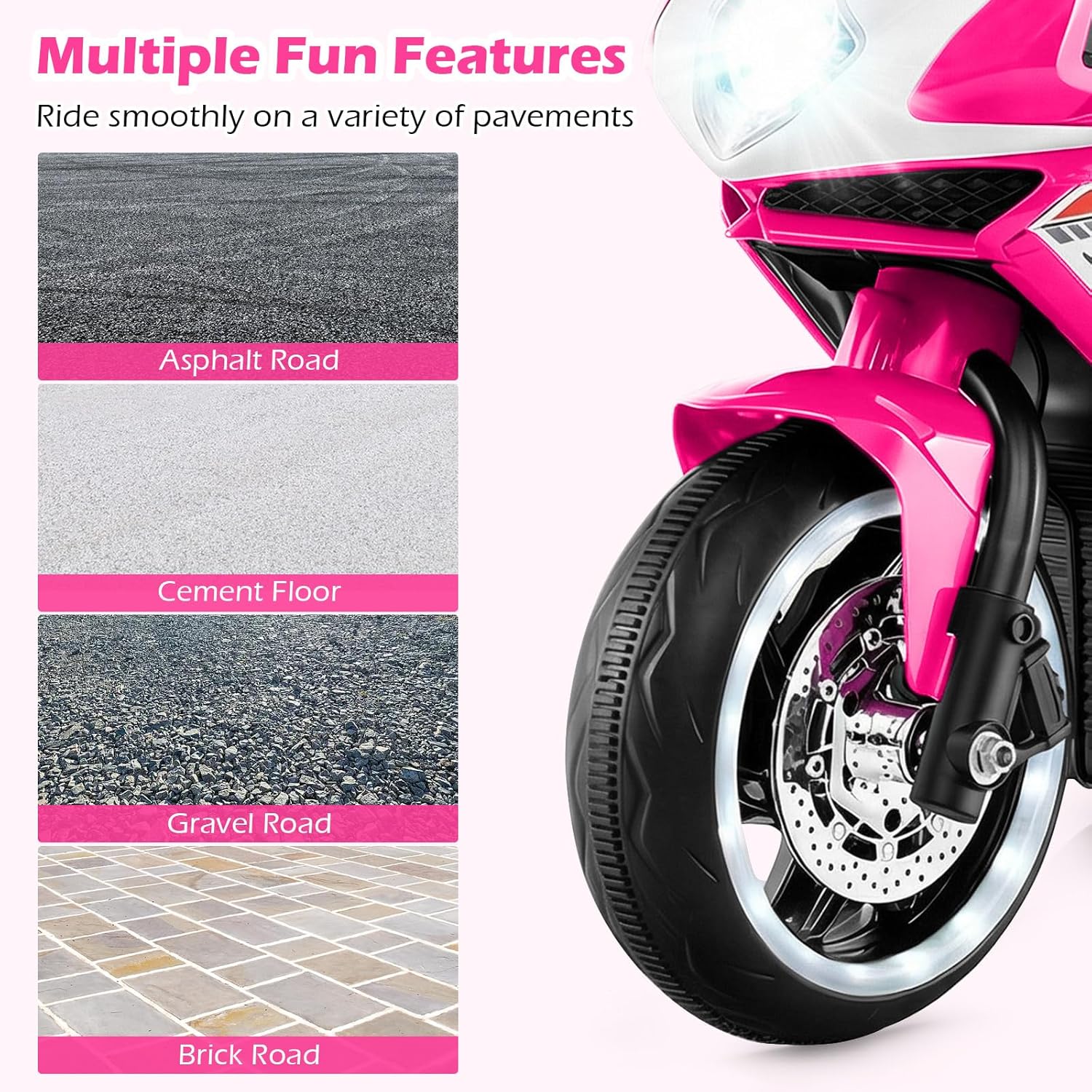 OLAKIDS 6V 3-Wheel Kids Motorcycle with Lights & Music for Toddlers 3+