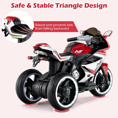 OLAKIDS 6V 3-Wheel Kids Motorcycle with Lights & Music for Toddlers 3+