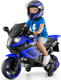 OLAKIDS 6V Kids Motorcycle with Training Wheels,for Boys Girls Aged 3+ Years