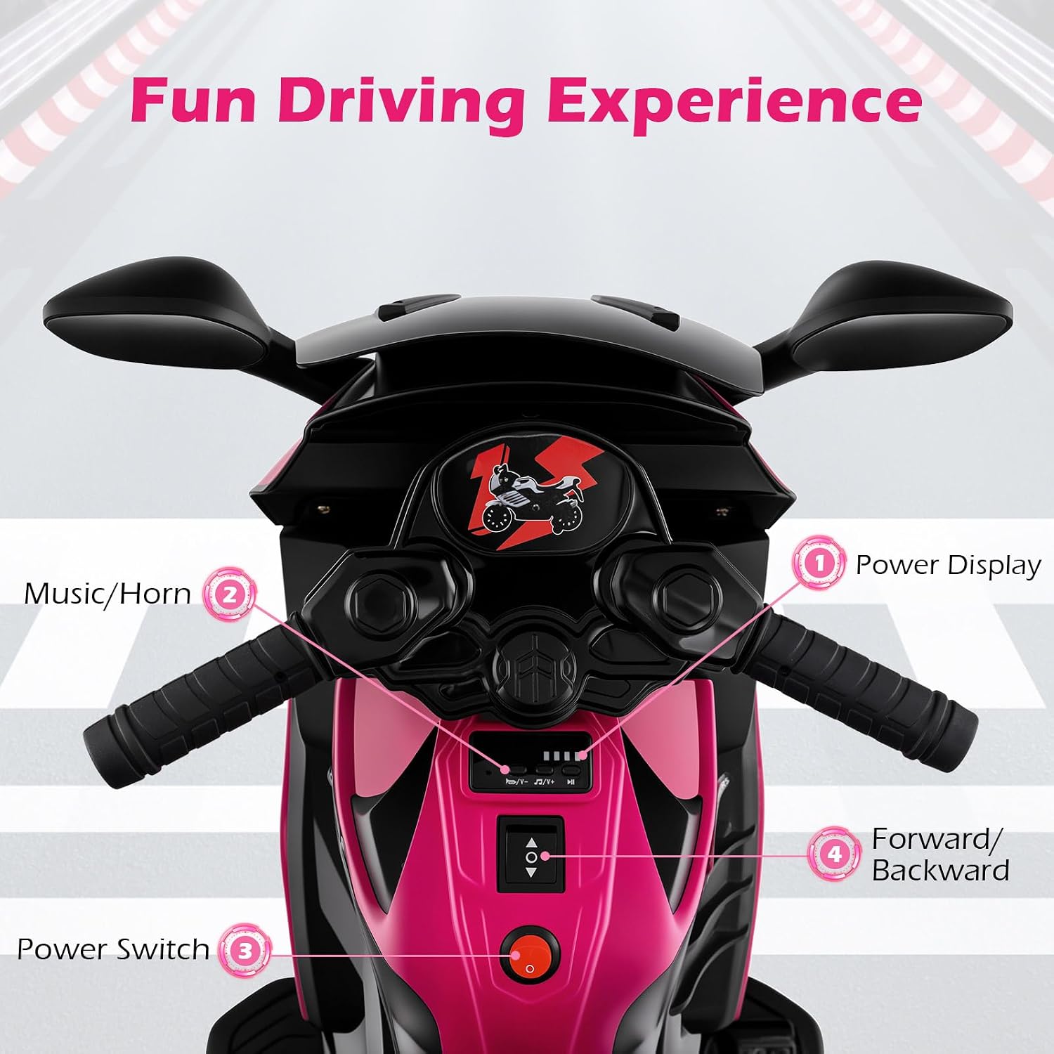 OLAKIDS 6V Kids Motorcycle with Training Wheels,for Boys Girls Aged 3+ Years