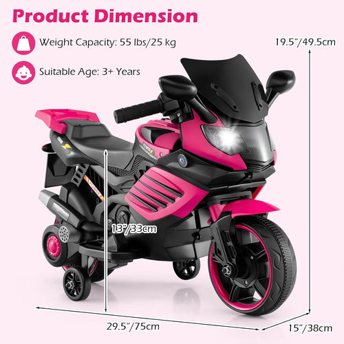 OLAKIDS 6V Kids Motorcycle with Training Wheels,for Boys Girls Aged 3+ Years