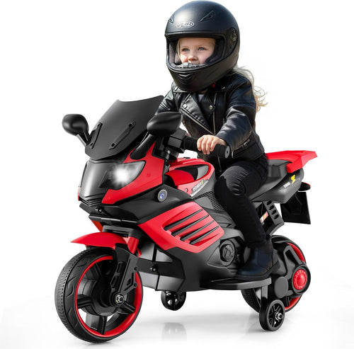 OLAKIDS 6V Kids Motorcycle with Training Wheels,for Boys Girls Aged 3+ Years