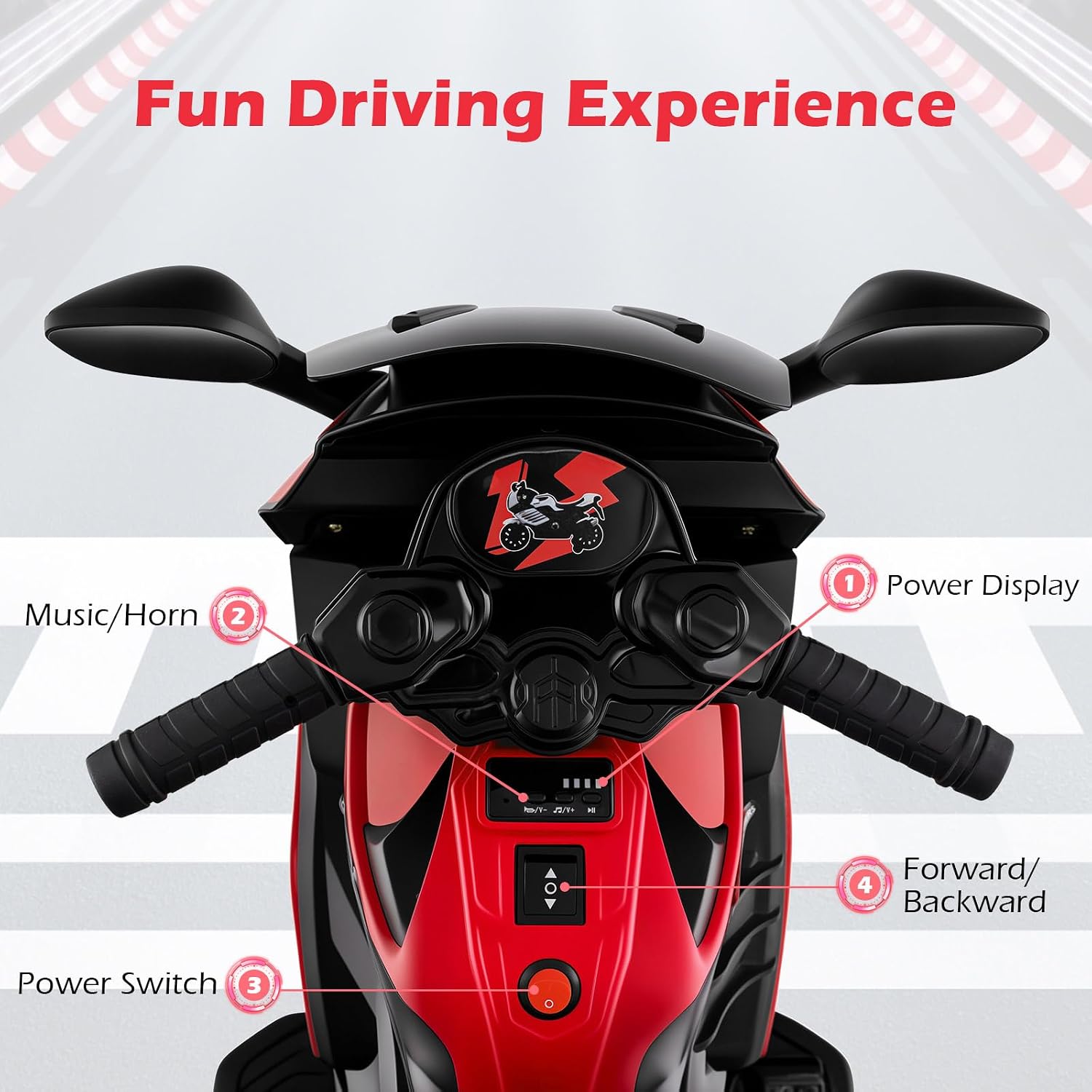 OLAKIDS 6V Kids Motorcycle with Training Wheels,for Boys Girls Aged 3+ Years