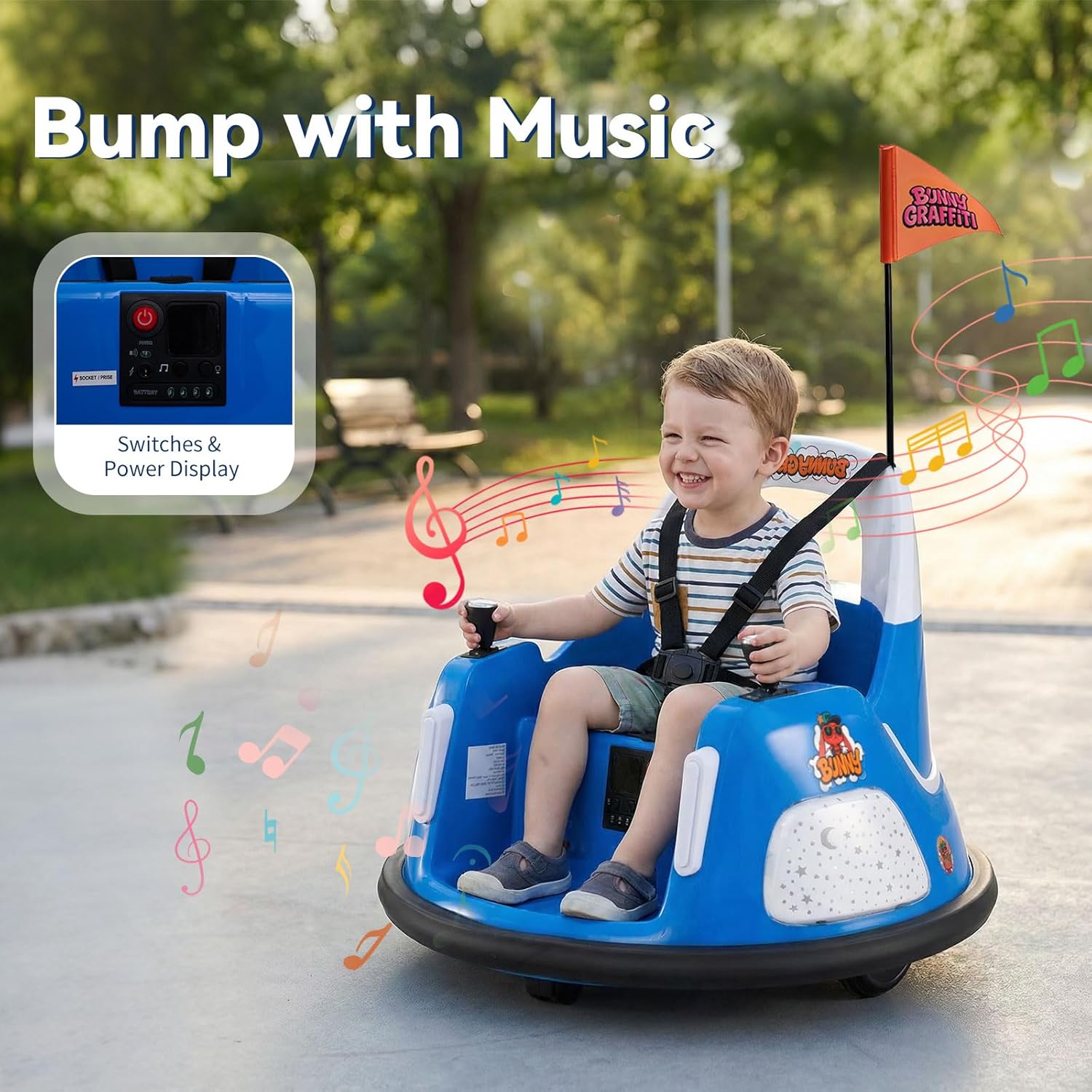 OLAKIDS 12V Kids Bumper Car with Parent Remote Control for Ages 1.5-6