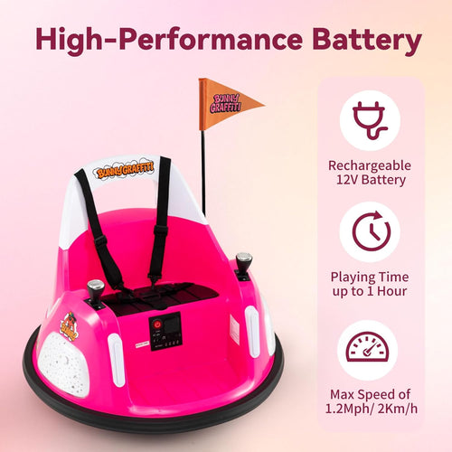 OLAKIDS 12V Kids Bumper Car with Parent Remote Control for Ages 1.5-6