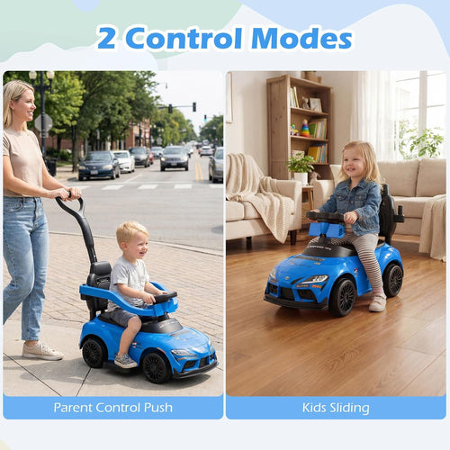 OLAKIDS Licensed Toyota 3 in 1 Toddler Ride On Push Car with Parent Handle, Guardrails and Storage