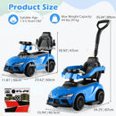 OLAKIDS Licensed Toyota 3 in 1 Toddler Ride On Push Car with Parent Handle, Guardrails and Storage