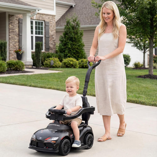 OLAKIDS Licensed Toyota 3 in 1 Toddler Ride On Push Car with Parent Handle, Guardrails and Storage