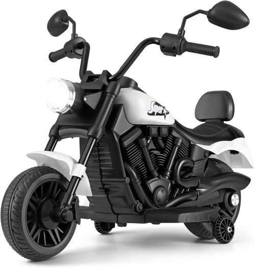 OLAKIDS Kids Motorcycle, 6V Ride On Toy with Training Wheels, for Toddlers 3+ Years