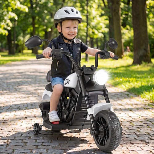 OLAKIDS Kids Motorcycle, 6V Ride On Toy with Training Wheels, for Toddlers 3+ Years