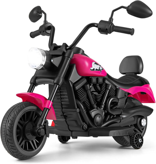 OLAKIDS Kids Motorcycle, 6V Ride On Toy with Training Wheels, for Toddlers 3+ Years