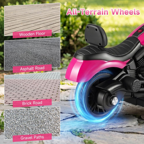 OLAKIDS Kids Motorcycle, 6V Ride On Toy with Training Wheels, for Toddlers 3+ Years