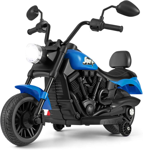 OLAKIDS Kids Motorcycle, 6V Ride On Toy with Training Wheels, for Toddlers 3+ Years