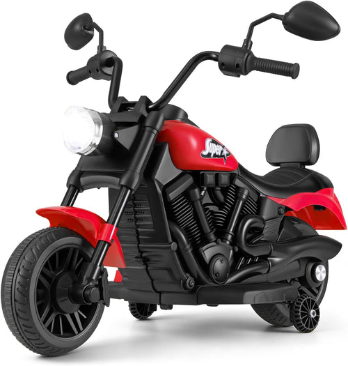 OLAKIDS Kids Motorcycle, 6V Ride On Toy with Training Wheels, for Toddlers 3+ Years