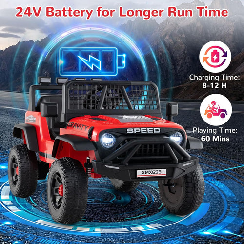 OLAKIDS 24V Ride on Car with Remote Control, Bluetooth Soft Start for Kids Aged 3+