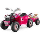 OLAKIDS 6V Kids ATV with Removable Trailer, Forward Backward Function, Widened & Wear-Resistant Wheels, Ride On Toy for Toddlers