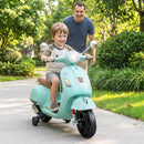 Licensed Vespa Scooter Kids Motorcycle by OLAKIDS, 12V Ride on Electric Motorcycle with Training Wheels LED Lights Music Story Mode Horn
