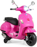 Licensed Vespa Scooter Kids Motorcycle by OLAKIDS, 12V Ride on Electric Motorcycle with Training Wheels LED Lights Music Story Mode Horn