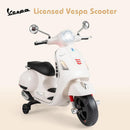 Licensed Vespa Scooter Kids Motorcycle by OLAKIDS, 12V Ride on Electric Motorcycle with Training Wheels LED Lights Music Story Mode Horn