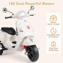 Licensed Vespa Scooter Kids Motorcycle by OLAKIDS, 12V Ride on Electric Motorcycle with Training Wheels LED Lights Music Story Mode Horn