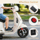 Licensed Vespa Scooter Kids Motorcycle by OLAKIDS, 12V Ride on Electric Motorcycle with Training Wheels LED Lights Music Story Mode Horn