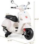 Licensed Vespa Scooter Kids Motorcycle by OLAKIDS, 12V Ride on Electric Motorcycle with Training Wheels LED Lights Music Story Mode Horn