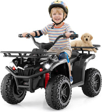 OLAKIDS 12V Kids ATV Quad with 2 Speeds, Spring Suspension, LED Lights, Music & Story Player, Big Tires, 2 Storage Spaces, Ride On Car for Boys Girls Ages 3+