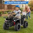 OLAKIDS 12V Kids ATV Quad with 2 Speeds, Spring Suspension, LED Lights, Music & Story Player, Big Tires, 2 Storage Spaces, Ride On Car for Boys Girls Ages 3+