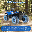 OLAKIDS 12V Kids ATV Quad with 2 Speeds, Spring Suspension, LED Lights, Music & Story Player, Big Tires, 2 Storage Spaces, Ride On Car for Boys Girls Ages 3+